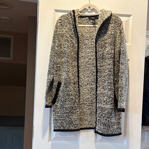 Forever 21 Black and Gray Open-Front Hoodie